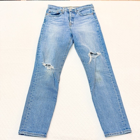 Levi's Wedgie Distressed Denim Cutout Ripped Jeans Size 27 - Picture 5 of 8